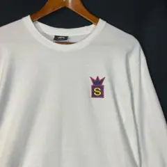 00s～ STUSSY 王冠ワッペン Sロゴ ホワイト ロンT ステューシー
