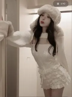 Darich フリルニットコンビネゾン