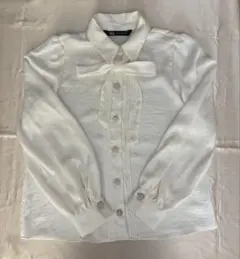 ZARA ホワイトリボン付きシャツ M