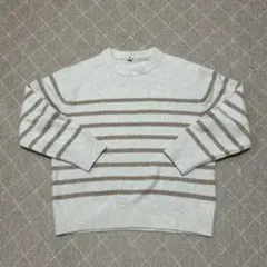 UNIQLO クルーネックセーター 150サイズ アイボリー/ベージュストライプ