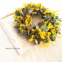 #324 ナチュラルリース＊ミモザとユーカリの春待ちリース