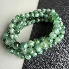 静かな気品を纏う飘花グリーン翡翠8mm108珠ロングネックレス／多連ブレスレット
