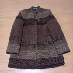 ウールストライプ　スタンドカラーコート