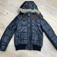 ファー付きジャケット　ブラック ダブルジップ Y2K お兄系　グランジ
