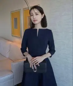 L'AUBE BLANC Keyneck Jacquard Dress