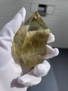 ブラジル産 天然水晶 隠山模様 シトリンカラー ポイント 希少鉱物標本 