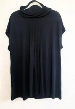 ♡美品·日本製ミセス婦人服フロントシャーリングデザインハイネックロングカットソー