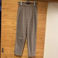 グレー系チェック テーパードパンツ