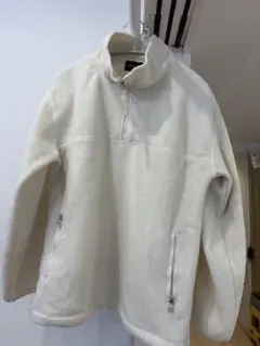 クリーム色 ハーフジップ フリースジャケット