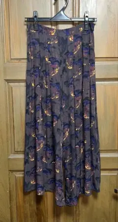 アダムエロペ ガウチョパンツ ワイドパンツ 花柄 日本製 ブラウン 36