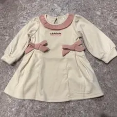 【極美品】ピンク 長袖 ワンピース 80cm-86cm キッズ　12-18m