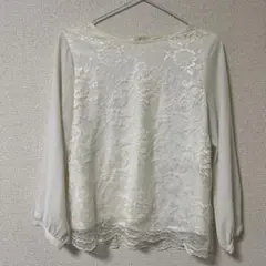 GLACIER 長袖 レースブラウス ホワイト Mサイズ