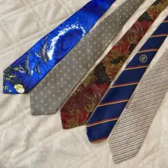 絹 シルク ヴィンテージ ネクタイ 5本セット まとめ売り ピンク 総柄