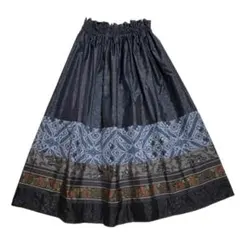 642 ⿻大島紬3種・紬リメイクロングスカート　着物リメイクロングスカート