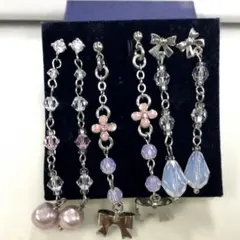 ❤️ゆらゆらピアス❤️3点セット❤️リボン❤️お花❤️キラキラ