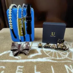 【極美品】スワロフスキーバンスクリップ３点セット★カチューシャオマケつき★