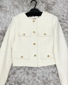 【美品】ZARA ザラ フラップ クロップドジャケット アイボリー XS