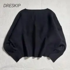 美品✨ドレスキップ/ラメ混ドルマンリブニット/ボートネック/ゆったり/M/黒のサムネイル