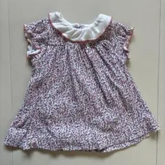 プチバトー 半袖 ロンパース 6m 67㎝　花柄 襟付 70 60