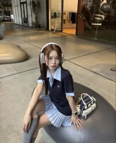 nicecluap半袖 ミニワンピース ネイビーのサムネイル