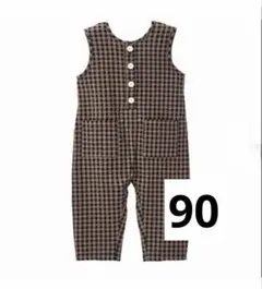choco しまむら　コラボ　オーバーオール　ロンパース　チェック　90