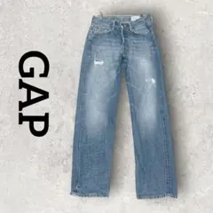 GAP レディースデニム ストレートデニム ダメージデニム (M) ブルー系
