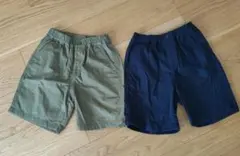 UNIQLO 半ズボン 120サイズ ネイビー カーキ 2枚セット