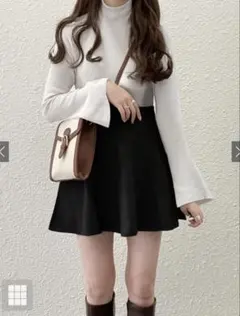 ハイネックベルスリーブニットトップス アイボリー M k9064b