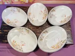 たち吉 陶器 花柄 皿 楕円 5枚セット