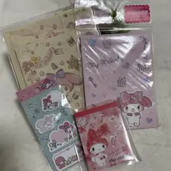 マイメロ、レターセットメモ帳付箋等4点、おまけ2点