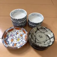 小皿セット（オレンジ和柄1皿　魚柄豆皿5枚　青い実豆皿5皿）