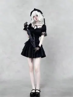 ゴシック サブカル 古着風レースブラウス + ケーキスカート セット 