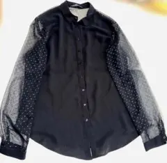 zara 長袖シャツ ブラック 黒のサムネイル