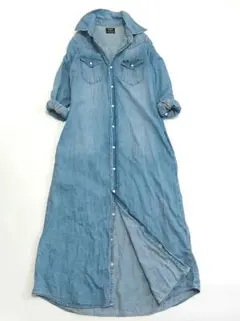 アーバンリサーチロッソ Lee 別注 デニムシャツワンピース　ロング　ブルー　M