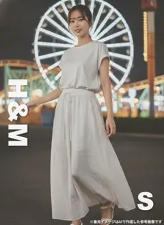 1202 H&M リネンブレンド ロングスカート ホワイト Sのサムネイル