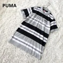 プーマ PUMA ポロシャツ メンズ【M】半袖 ボーダー 綿100%