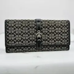 美品】COACH 長財布 シグネチャー キャンバス ブラック 外装極美品 