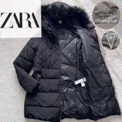 ✨超美品✨ZARA ザラ ダウンジャケット キルティング Aライン 黒 ファー