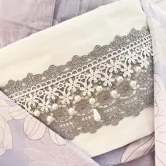 成人式振袖　お花パールレース帯締め帯紐帯飾り　卒業式袴　浴衣着物　帯飾り　七五三