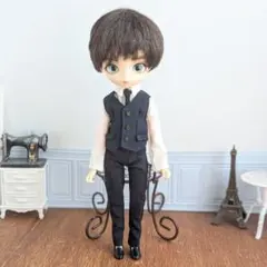 1183※ハルモニアブルームアウトフィット※グレーのベストとパンツの