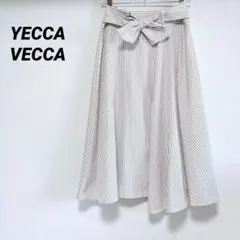 YECCA VECCA リボン付きストライプフレアスカート　アシンメトリー　Mのサムネイル