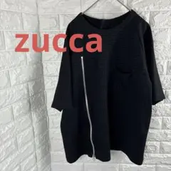 zucca オーバーサイズ　ジッパーデザイン　ブラック半袖　シャツ　ウール混