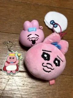 おぱんちゅうさぎ ラバーキーホルダーマスコット スクイーズ3点セット