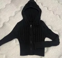 shein ニットパーカー フード付き ブラック Mサイズ