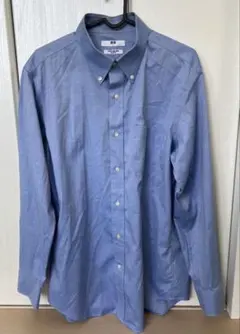 ユニクロ UNIQLO ワイシャツ スーパーノンアイロン スリムフィット 青 L