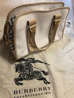 バーバリーブルーレーベル　ハンドバッグ　バッグ　バーバリーチェック　ナチュラル