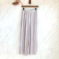 ローリーズファーム イージーパンツ【L】リブ 良品✨サテン風 ベージュ