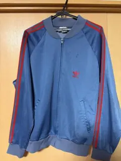 adidas 青 赤 ストライプ (ターコイズ)ジャージ