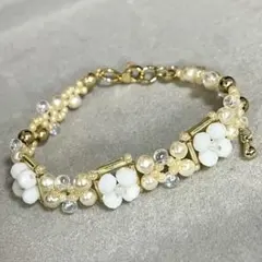 ハンドメイド　ビーズブレスレット　パールホワイト