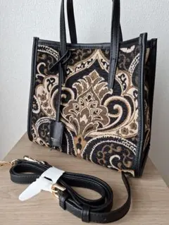 【極美品】trideep　ジャガード　ペイズリー柄 　トートバッグ　 2way